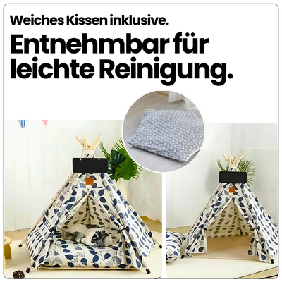 Haustier-Tipi mit Kissen & Namensschild – Für kleine Fellnasen