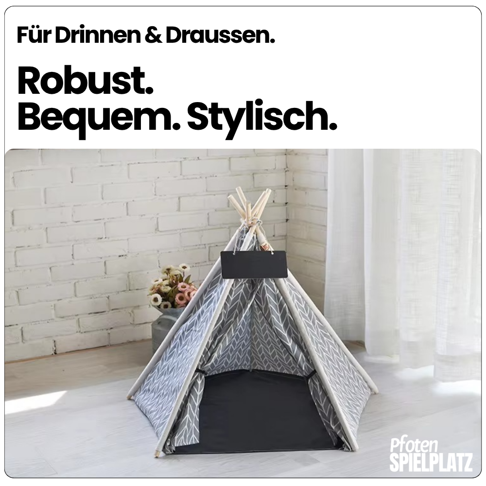 Haustier-Tipi mit Kissen & Namensschild – Für kleine Fellnasen