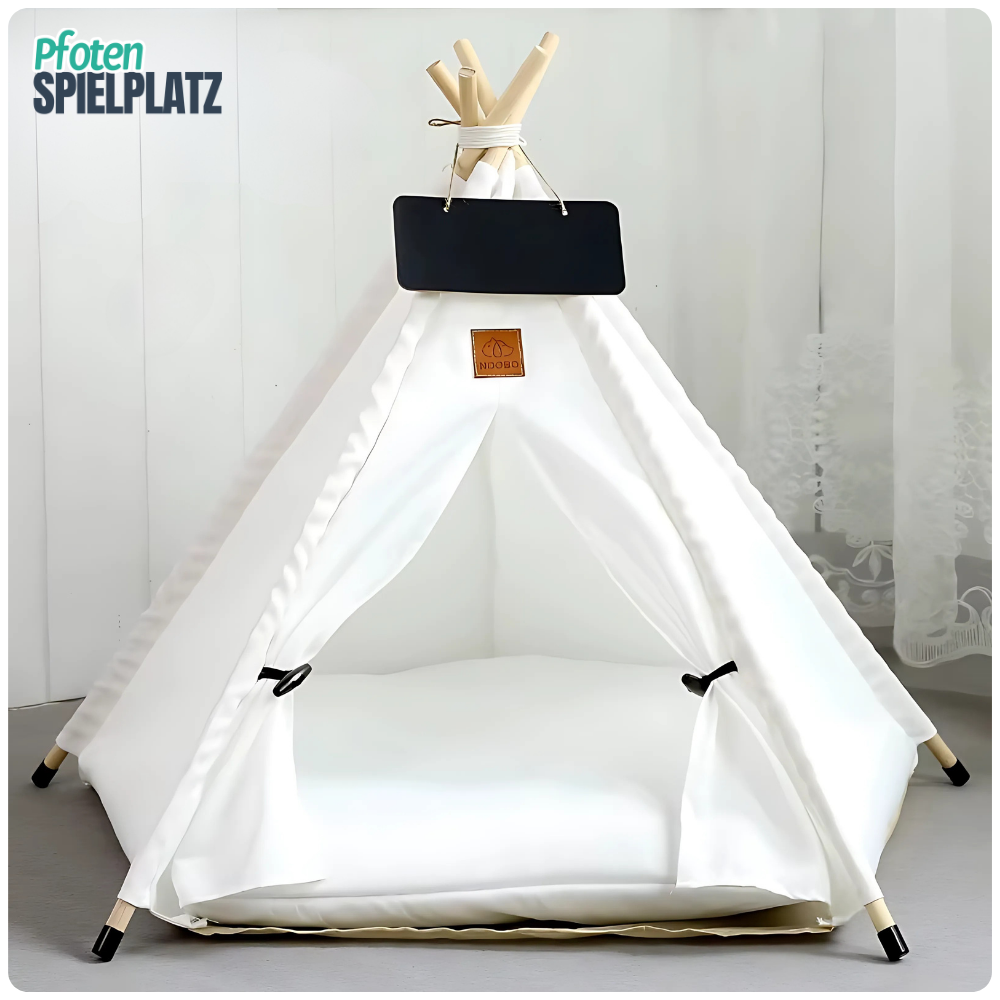Haustier-Tipi mit Kissen & Namensschild – Für kleine Fellnasen