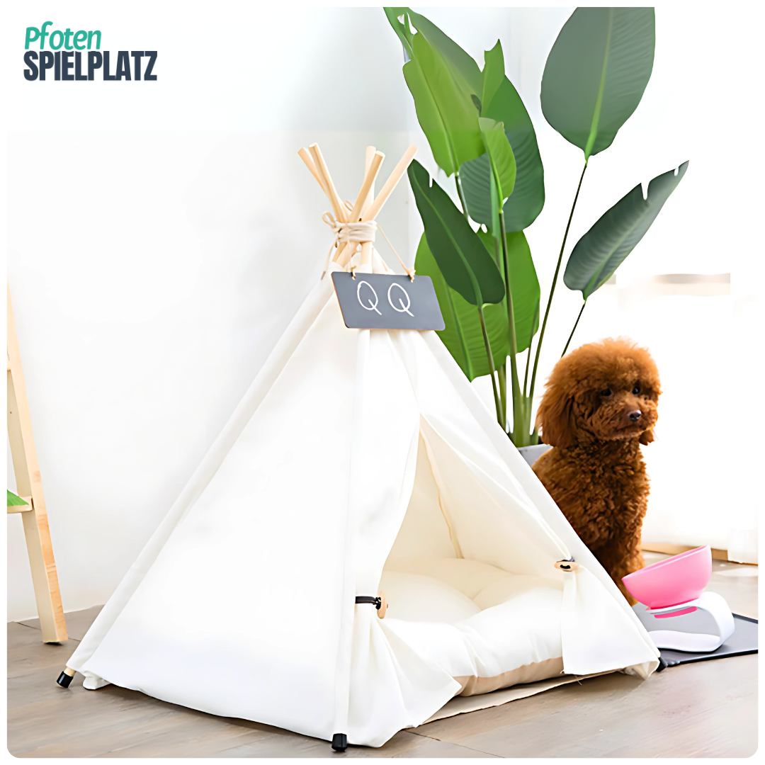 Haustier-Tipi mit Kissen & Namensschild – Für kleine Fellnasen